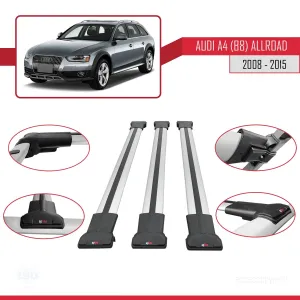 Audi A4 (B8) Allroad 2008-2015 Arası ile uyumlu FLY Model Ara Atkı Tavan Barı GRİ 3 ADET BAR thumb 5