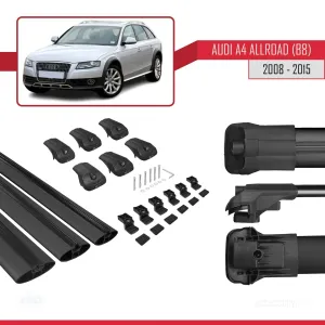 Audi A4 (B8) Allroad 2008-2015 Arası ile uyumlu ACE-1 Ara Atkı Tavan Barı SİYAH 3 ADET BAR thumb 5