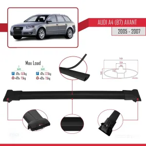 Audi A4 (B7) Avant 2005-2007 Arası ile uyumlu FLY Model Ara Atkı Tavan Barı SİYAH thumb 4