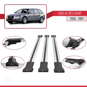 Audi A4 (B7) Avant 2005-2007 Arası ile uyumlu FLY Model Ara Atkı Tavan Barı GRİ 3 ADET BAR thumb 5