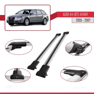 Audi A4 (B7) Avant 2005-2007 Arası ile uyumlu FLY Model Ara Atkı Tavan Barı GRİ thumb 5