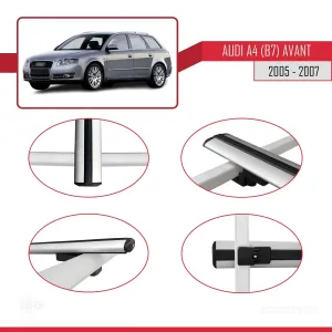 Audi A4 (B7) Avant 2005-2007 Arası ile uyumlu Basic Model Ara Atkı Tavan Barı GRİ 3 ADET thumb 4