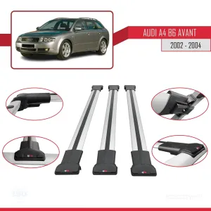 Audi A4 (B6) AVANT 2002-2004 Arası ile Uyumlu FLY Model Ara Atkı Tavan Barı GRİ 3 ADET BAR thumb 5