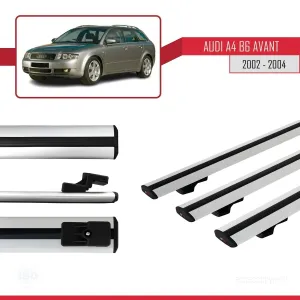 Audi A4 (B6) AVANT 2002-2004 Arası ile uyumlu Basic Model Ara Atkı Tavan Barı GRİ 3 ADET thumb 3