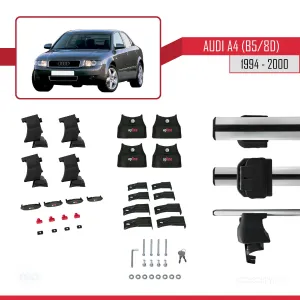 Audi A4 (B5/8D) 1994-2000 Arası ile uyumlu ACE-4 Ara Atkı Tavan Barı GRİ thumb 4