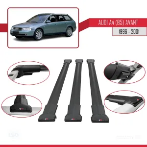 Audi A4 (B5) Avant 1996-2001 Arası ile uyumlu FLY Model Ara Atkı Tavan Barı SİYAH 3 ADET BAR thumb 5