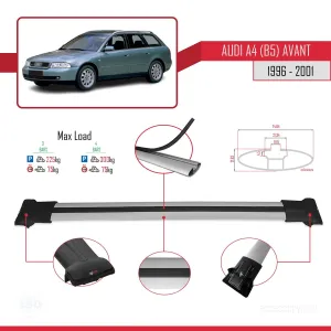 Audi A4 (B5) Avant 1996-2001 Arası ile uyumlu FLY Model Ara Atkı Tavan Barı GRİ 3 ADET BAR thumb 4