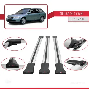 Audi A4 (B5) Avant 1996-2001 Arası ile uyumlu FLY Model Ara Atkı Tavan Barı GRİ 3 ADET BAR thumb 5