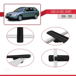 Audi A4 (B5) Avant 1996-2001 Arası ile uyumlu Basic Model Ara Atkı Tavan Barı SİYAH 3 ADET thumb 4