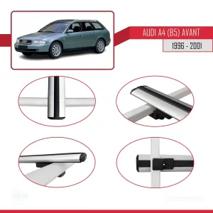 Audi A4 (B5) Avant 1996-2001 Arası ile uyumlu Basic Model Ara Atkı Tavan Barı GRİ 3 ADET thumb 4