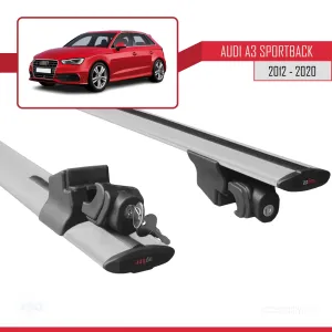 Audi A3 Sportback 2012-2020 Arası ile uyumlu HOOK Model Anahtar Kilitli Ara Atkı Tavan Barı GRİ thumb 5