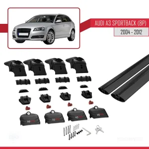 Audi A3 (8P) SPORTBACK 2004-2012 Arası ile uyumlu ACE-2 Ara Atkı Tavan Barı SİYAH thumb 5