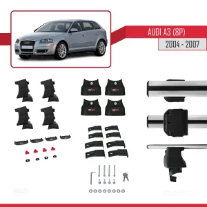 Audi A3 (8P) 2004-2007 Arası ile uyumlu ACE-4 Ara Atkı Tavan Barı GRİ thumb 4
