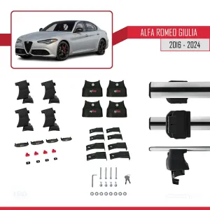 Alfa Romeo Giulia 2016 ve Sonrası ile uyumlu ACE-4 Ara Atkı Tavan Barı GRİ thumb 5