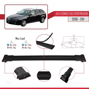 Alfa Romeo 159 SPORTWAGON 2006-2011 Arası ile uyumlu FLY Model Ara Atkı Tavan Barı SİYAH thumb 4