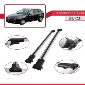Alfa Romeo 159 SPORTWAGON 2006-2011 Arası ile uyumlu FLY Model Ara Atkı Tavan Barı GRİ thumb 5