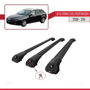 Alfa Romeo 159 SPORTWAGON 2006-2011 Arası ile uyumlu ACE-1 Ara Atkı Tavan Barı SİYAH 3 ADET BAR thumb 4