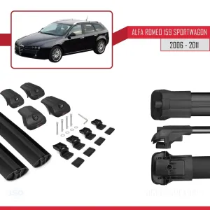 Alfa Romeo 159 SPORTWAGON 2006-2011 Arası ile uyumlu ACE-1 Ara Atkı Tavan Barı SİYAH thumb 5