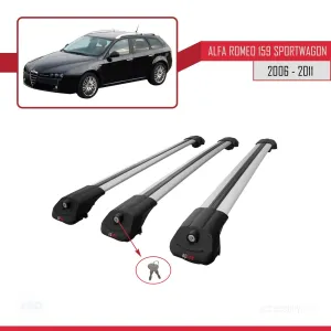 Alfa Romeo 159 SPORTWAGON 2006-2011 Arası ile uyumlu ACE-1 Ara Atkı Tavan Barı GRİ 3 ADET BAR thumb 4
