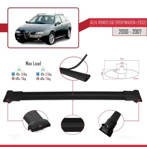 Alfa Romeo 156 Sportwagon (T932) 2000-2007 Arası ile Uyumlu FLY Model Ara Atkı Tavan Barı SİYAH thumb 4
