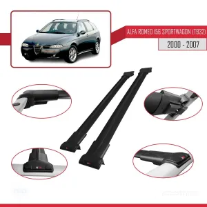 Alfa Romeo 156 Sportwagon (T932) 2000-2007 Arası ile Uyumlu FLY Model Ara Atkı Tavan Barı SİYAH thumb 5
