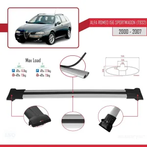 Alfa Romeo 156 Sportwagon (T932) 2000-2007 Arası ile Uyumlu FLY Model Ara Atkı Tavan Barı GRİ thumb 4