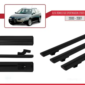 Alfa Romeo 156 Sportwagon (T932) 2000-2007 Arası ile uyumlu Basic Model Ara Atkı Tavan Barı SİYAH 3 ADET thumb 3