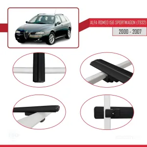 Alfa Romeo 156 Sportwagon (T932) 2000-2007 Arası ile uyumlu Basic Model Ara Atkı Tavan Barı SİYAH 3 ADET thumb 4