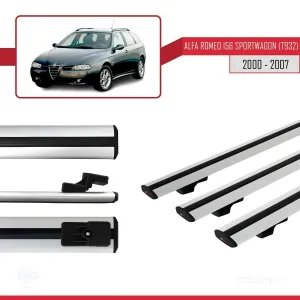 Alfa Romeo 156 Sportwagon (T932) 2000-2007 Arası ile uyumlu Basic Model Ara Atkı Tavan Barı GRİ 3 ADET thumb 3