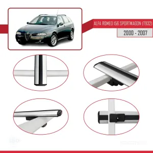 Alfa Romeo 156 Sportwagon (T932) 2000-2007 Arası ile uyumlu Basic Model Ara Atkı Tavan Barı GRİ 3 ADET thumb 4