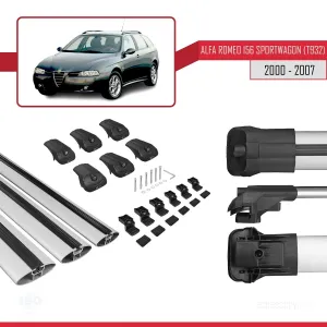 Alfa Romeo 156 Sportwagon (T932) 2000-2007 Arası ile uyumlu ACE-1 Ara Atkı Tavan Barı GRİ 3 ADET BAR thumb 5