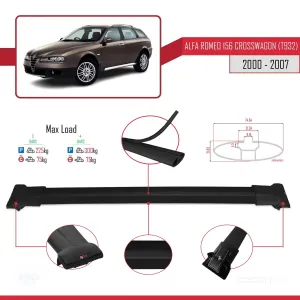 Alfa Romeo 156 Crosswagon (T932) 2000-2007 Arası ile Uyumlu FLY Model Ara Atkı Tavan Barı SİYAH 3 ADET BAR thumb 4