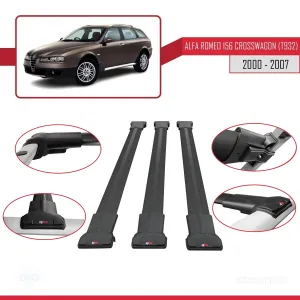Alfa Romeo 156 Crosswagon (T932) 2000-2007 Arası ile Uyumlu FLY Model Ara Atkı Tavan Barı SİYAH 3 ADET BAR thumb 5