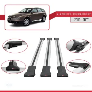 Alfa Romeo 156 Crosswagon (T932) 2000-2007 Arası ile Uyumlu FLY Model Ara Atkı Tavan Barı GRİ 3 ADET BAR thumb 5