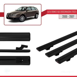 Alfa Romeo 156 Crosswagon (T932) 2000-2007 Arası ile uyumlu Basic Model Ara Atkı Tavan Barı SİYAH 3 ADET thumb 3