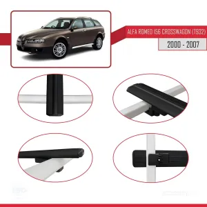 Alfa Romeo 156 Crosswagon (T932) 2000-2007 Arası ile uyumlu Basic Model Ara Atkı Tavan Barı SİYAH 3 ADET thumb 4