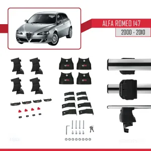 Alfa Romeo 147 2000-2010 Arası ile uyumlu ACE-4 Ara Atkı Tavan Barı GRİ thumb 4