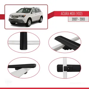 Acura MDX (YD2) 2007-2013 Arası ile uyumlu Basic Model Ara Atkı Tavan Barı SİYAH 3 ADET thumb 4