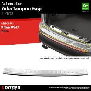 S-Dizayn Mercedes B Class W247 Krom Arka Tampon Eşiği 2018 ÜzeriAraca &Ouml;zel Krom Aksesuar
&Uuml;r&uuml;n &Ouml;zellikleri:Krom &uuml;r&uuml;nler ara&ccedil;