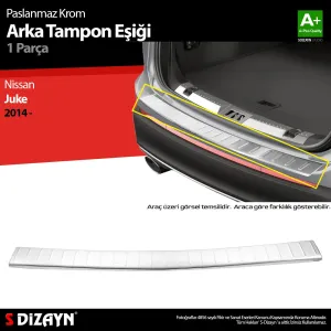 S-Dizayn Nissan Juke Krom Arka Tampon Eşiği 2014-2018Araca &Ouml;zel Krom Aksesuar
&Uuml;r&uuml;n &Ouml;zellikleri:Krom &uuml;r&uuml;nler ara&ccedil; &uuml;zeri