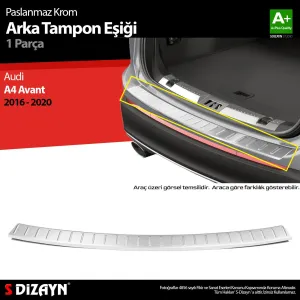 S-Dizayn Audi A4 Avant Krom Arka Tampon Eşiği 2016-2020Araca &Ouml;zel Krom Aksesuar
&Uuml;r&uuml;n &Ouml;zellikleri:Krom &uuml;r&uuml;nler ara&ccedil; &uuml;ze