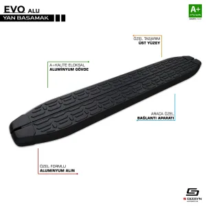S-Dizayn GMC Sierra 5 Evo Siyah Yan Basamak 213 Cm 2020 Üzeri thumb 1