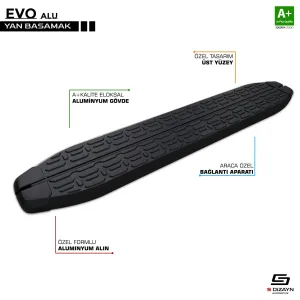 S-Dizayn Peugeot Rifter Uzun Şase Evo Siyah Yan Basamak 213 Cm 2019 Üzeri thumb 1