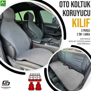 S-Dizayn Oto Koltuk Koruyucu Kılıf Füme Universal 2+1 Parça Ön Arka A+ Kalite thumb 1