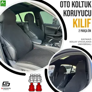 S-Dizayn Oto Koltuk Koruyucu Kılıf Siyah Universal 2 Parça Ön A+ Kalite thumb 1