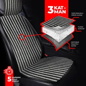 S-Dizayn Oto Koltuk Koruyucu Kılıf Siyah Universal 2 Parça Ön A+ Kalite thumb 4