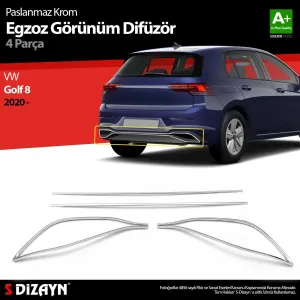 s-dizayn uyumlu VW Golf 8 Egzoz Görünümü Difüzör 4 Prç. 2020 Üzeri modelleri DRS Tuning'de. Kaliteli malzeme, hızlı kargo ve güvenli alışverişle hemen