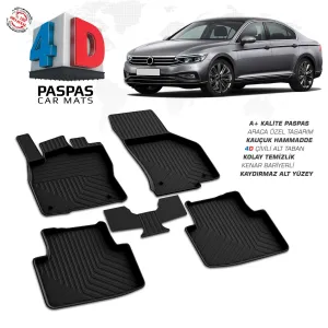 VW Passat B8.5 4D Araca Özel Havuzlu Kauçuk Paspas 2019 ve ÜzeriDRS Tuning kalitesiyle tanışın! Özel olarak Volkswagen  model araçlar için üretilen bu ürün, oto