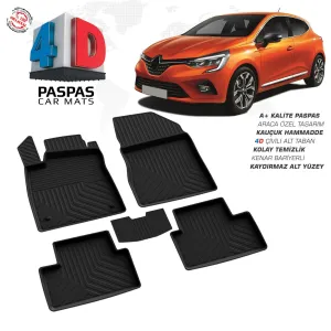 Renault Clio 5 4D Araca Özel Havuzlu Kauçuk Paspas 2019 ve ÜzeriDRS Tuning kalitesiyle tanışın! Özel olarak Renault  model araçlar için üretilen bu ürün, otomob