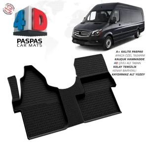 Mercedes-Benz Sprinter W906 4D Araca Özel Havuzlu Kauçuk Paspas 2006 Üzeri Ön Tek Koltuk